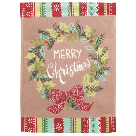 RECINTO 13 x 18 in. Wreath Merry Christmas Print Garden Flag RE3460607